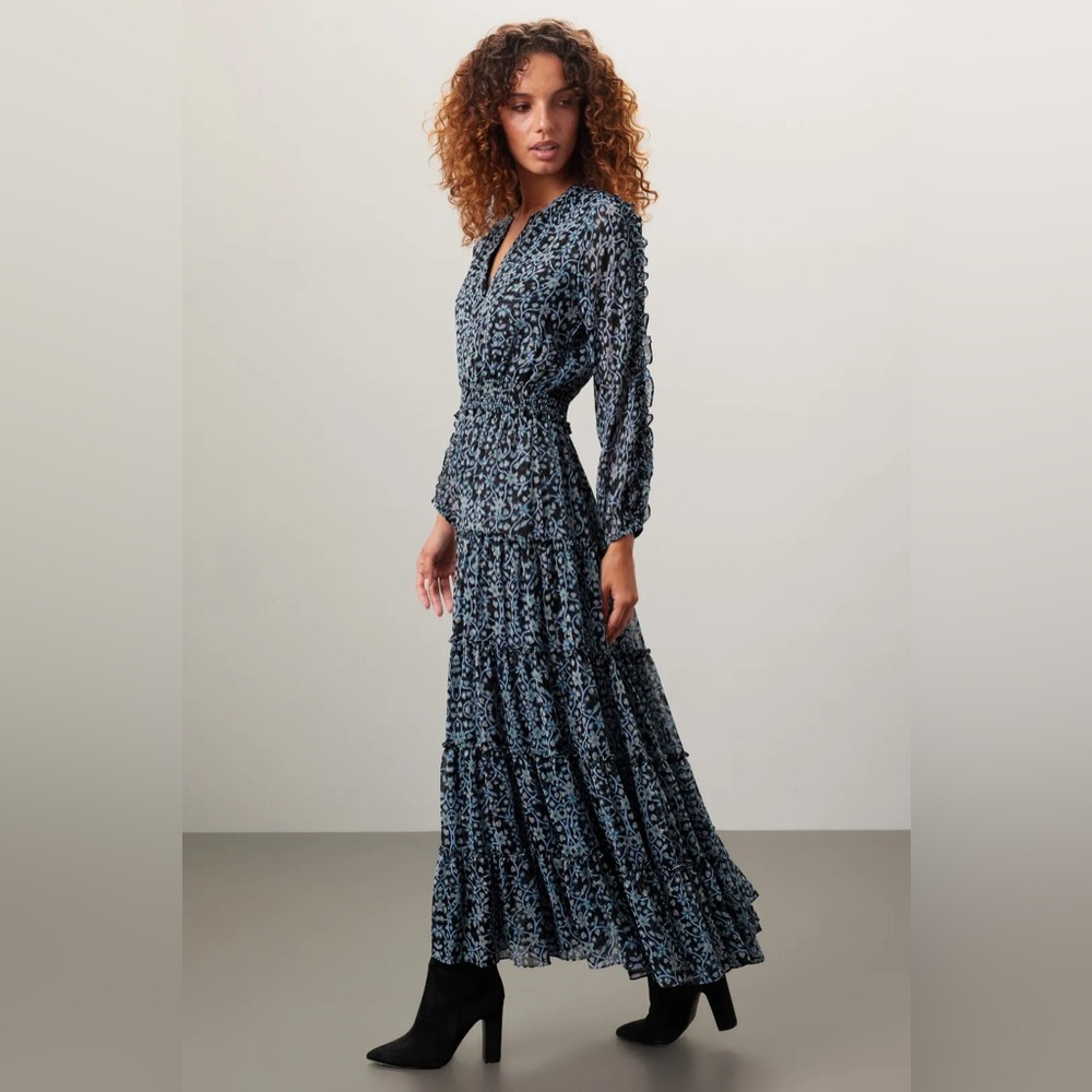 Misa Los Angeles Blue Floral Maxi Dress